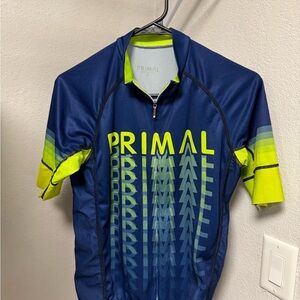 Primal Men's Blue and Yellow Cycling Jersey- NWOT